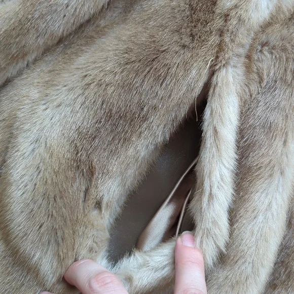 Vintage 1960s Faux Fur Beige Mink Style Cropped Coat Cut Fur Tissavel - Picture 5 of 10